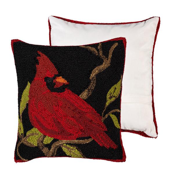 Plow & Hearth Indoor/Outdoor Hooked Cardinal Throw Pillow