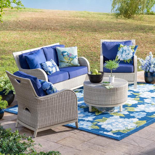 Plow & Hearth Indoor/Outdoor Hooked Hydrangea Throw Pillow