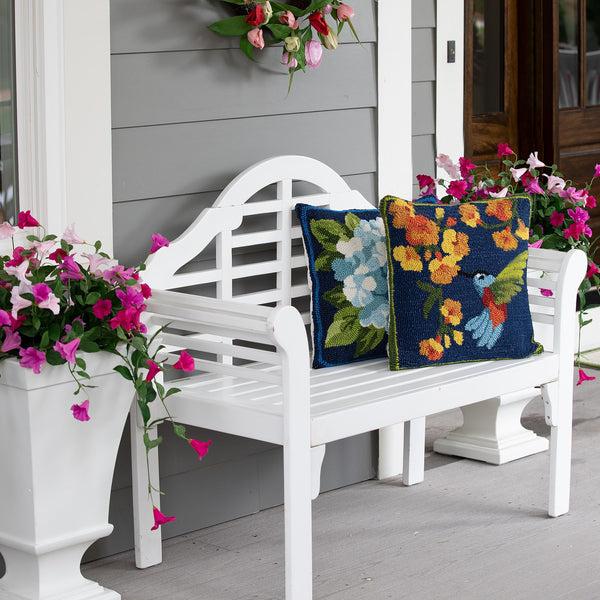 Plow & Hearth Indoor/Outdoor Hooked Hydrangea Throw Pillow