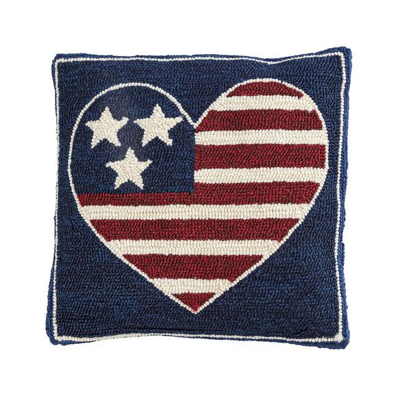 Plow & Hearth Indoor Outdoor Hooked Pillow Land That I Love 18"x18"