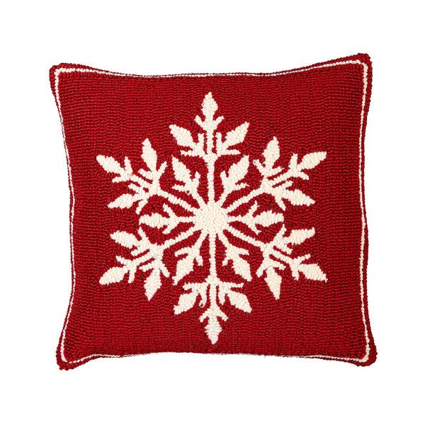 Plow & Hearth Indoor/Outdoor Hooked Pillow Snowflake Polypropylene 18"x18"