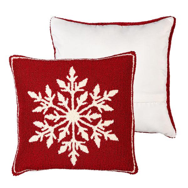 Plow & Hearth Indoor/Outdoor Hooked Pillow Snowflake Polypropylene 18"x18"