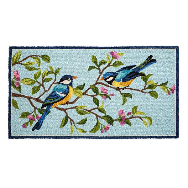 Plow & Hearth Indoor/Outdoor Hooked Polypropylene Birds In Branches Accent Rug 24"x42"