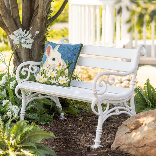 Plow & Hearth Indoor/Outdoor Hooked Polypropylene Bunny Throw Pillow