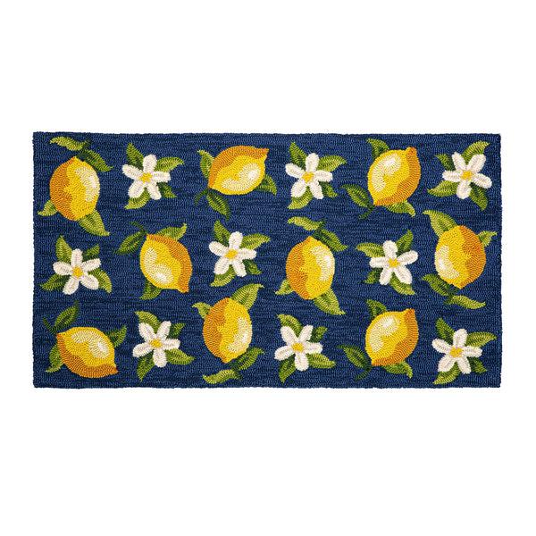 Plow & Hearth Indoor/Outdoor Hooked Polypropylene Lemon Blossoms Accent Rug 24"x42"