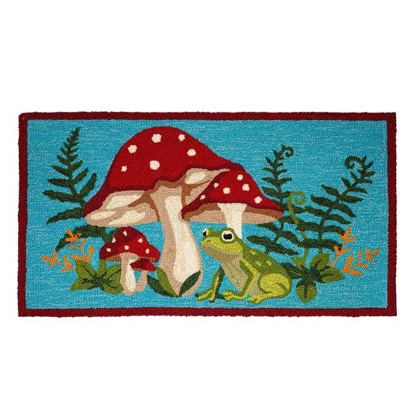 Plow & Hearth Indoor/Outdoor Hooked Polypropylene Mushroom Umbrella Accent Rug 24"x42"