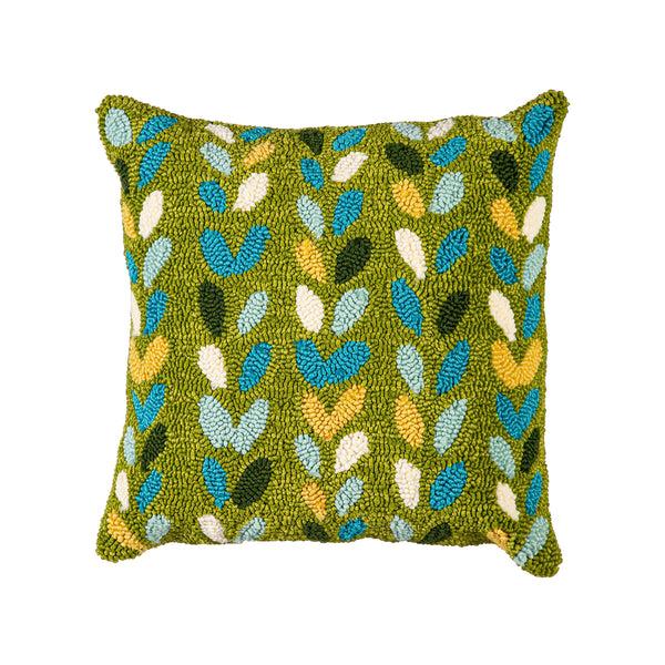 Plow & Hearth Indoor/Outdoor Hooked Polypropylene Sprouts Throw Pillow 18"x18"