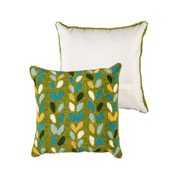 Plow & Hearth Indoor/Outdoor Hooked Polypropylene Sprouts Throw Pillow 18"x18"