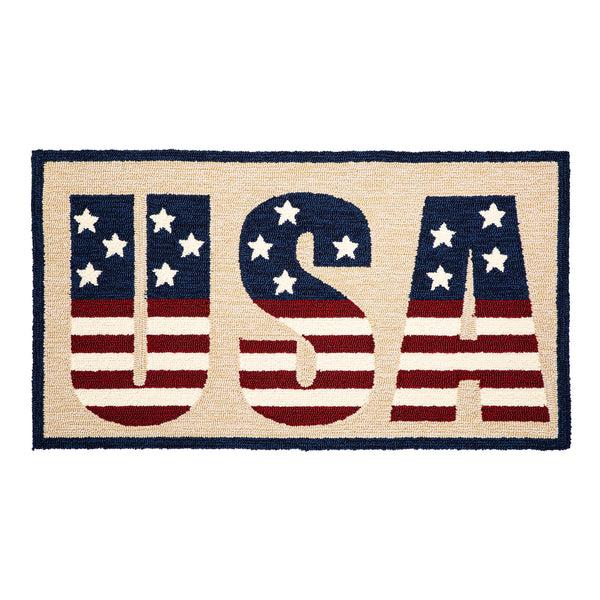 Plow & Hearth Indoor/Outdoor Hooked Polypropylene USA Pride Accent Rug 24" X 42"
