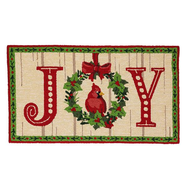 Plow & Hearth Indoor/Outdoor Hooked Rug Cardinal Joy Polypropylene 24"x42"