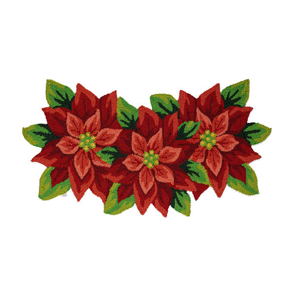 Plow & Hearth Indoor/Outdoor Hooked Rug Poinsettia Polypropylene 24"x42"