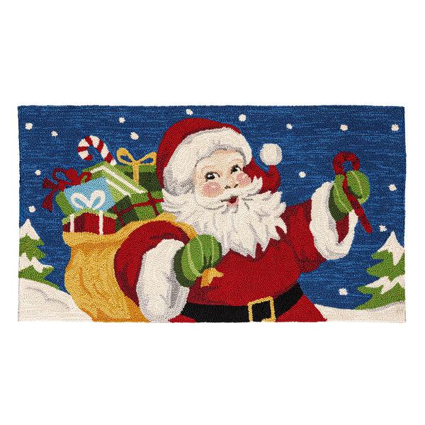 Plow & Hearth Indoor/Outdoor Hooked Rug Santa Polypropylene 24"x42"