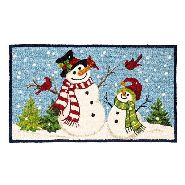 Plow & Hearth Indoor/Outdoor Hooked Rug Snowman With Friends Polypropylene 24"x42"
