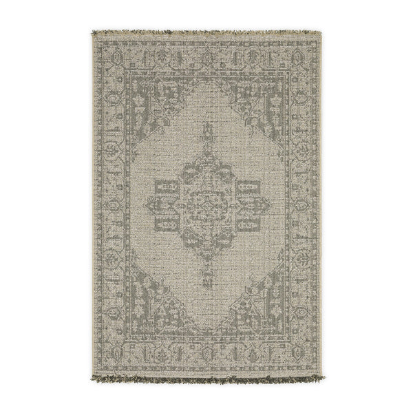 plow & hearth Indoor/Outdoor Huntington Medallion Polypropylene Rug 5'3" x 7'3"