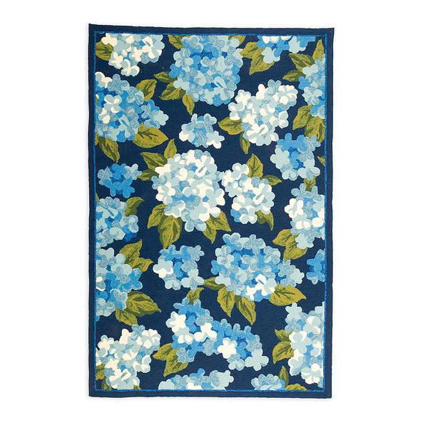 plow & hearth Indoor/Outdoor Hydrangea Hooked Rug 3.5' x 5.5'