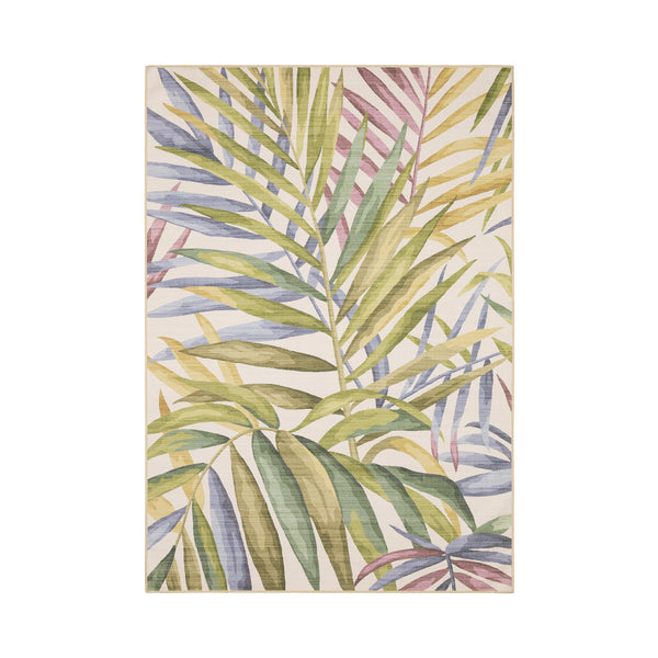 plow & hearth Indoor/Outdoor Island Leaves Machine Washable Printed Rug