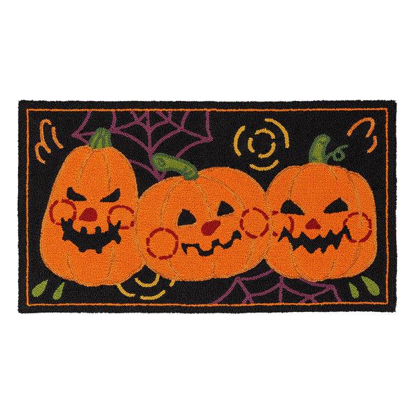 Plow & Hearth Indoor/Outdoor Jack O'Lantern Pumpkin Hooked Polypropylene Accent Rug 24"x42"