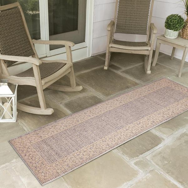 Plow & Hearth Indoor/Outdoor Kitty Hawk Border Rug 5'3" X 7'3"