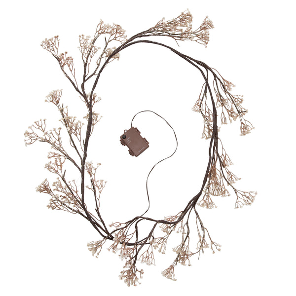 Plow & Hearth Indoor/Outdoor Lighted Baby's Breath Garland With Timer