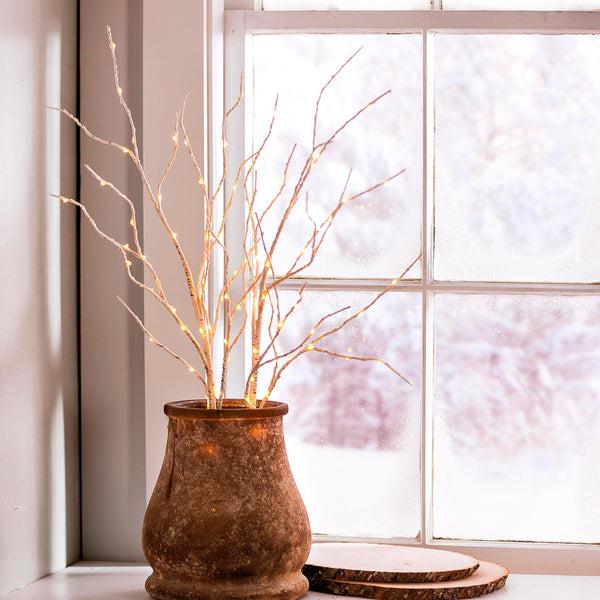 plow & hearth Indoor/Outdoor Lighted Birch Branches Set of 2
