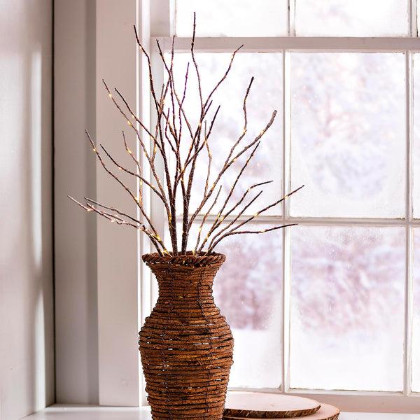 plow & hearth Indoor/Outdoor Lighted Birch Branches Set of 2
