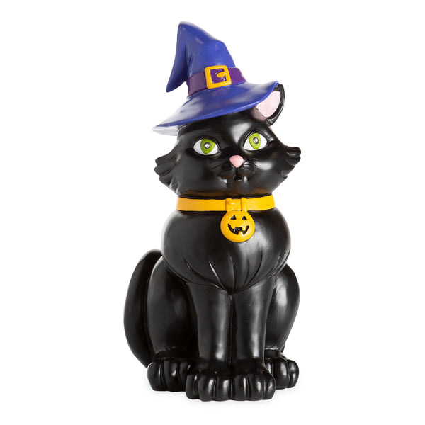 Plow & Hearth Indoor/Outdoor Lighted Black Cat Shorty Halloween Statue