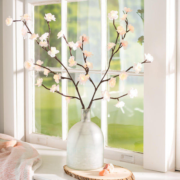 plow & hearth Indoor/Outdoor Lighted Cherry Tree Branches Set of 2
