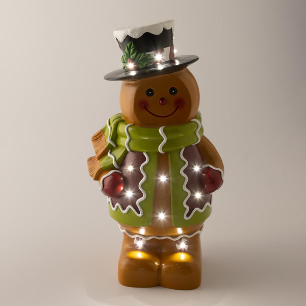 Plow & Hearth Indoor/Outdoor Lighted Gingerbread Boy Shorty Statue