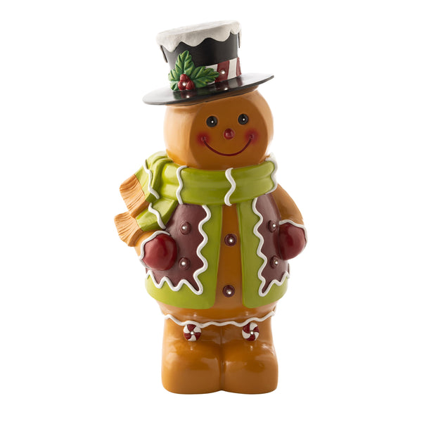 Plow & Hearth Indoor/Outdoor Lighted Gingerbread Boy Shorty Statue
