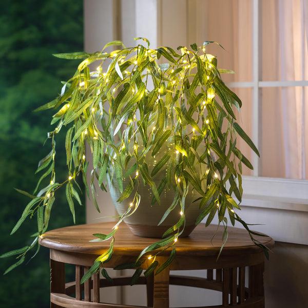 plow & hearth Indoor/Outdoor Lighted Green Willow Tree Branches Set of 2