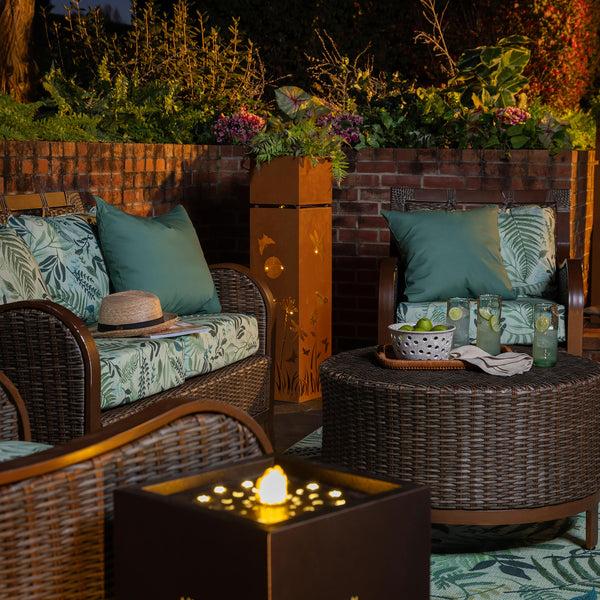 Plow & Hearth Indoor/Outdoor Lighted Metal Planter With Dragonfly Design