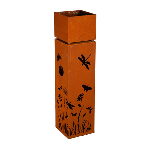 Plow & Hearth Indoor/Outdoor Lighted Metal Planter With Dragonfly Design