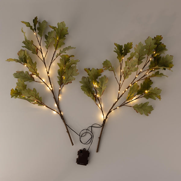 Plow & Hearth Indoor/Outdoor Lighted Moss Oak Branches Set Of 2