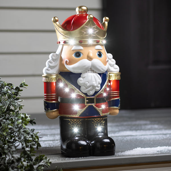 plow & hearth Indoor/Outdoor Lighted Nutcracker Shorty Statue