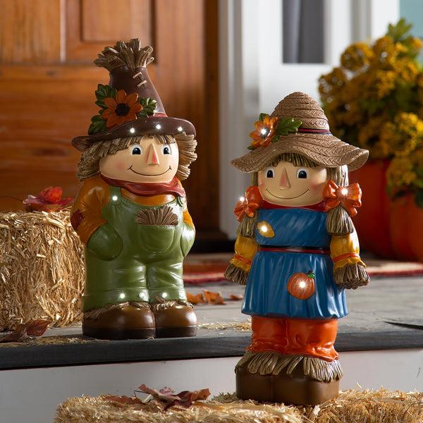 Plow & Hearth Indoor/Outdoor Lighted Scarecrow Shorty Statue