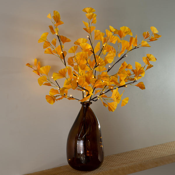 plow & hearth Indoor/Outdoor Lighted Yellow Gingko Branches Set of 2