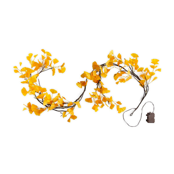 Plow & Hearth Indoor/Outdoor Lighted Yellow Gingko Garland