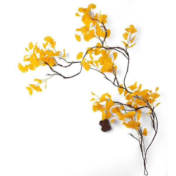 Plow & Hearth Indoor/Outdoor Lighted Yellow Gingko Garland