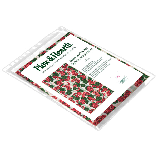 Plow & Hearth Indoor/Outdoor Machine Washable Printed Country Geranium Rug 3' X 5'