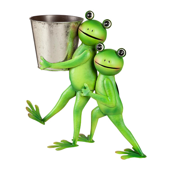 Plow & Hearth Indoor/Outdoor Metal Friendly Frogs Planter