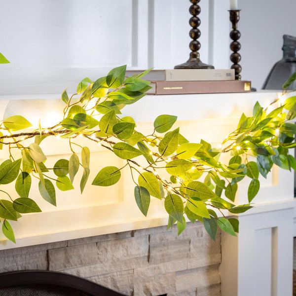 plow & hearth Indoor/Outdoor Micro LED Lighted Ficus Garland