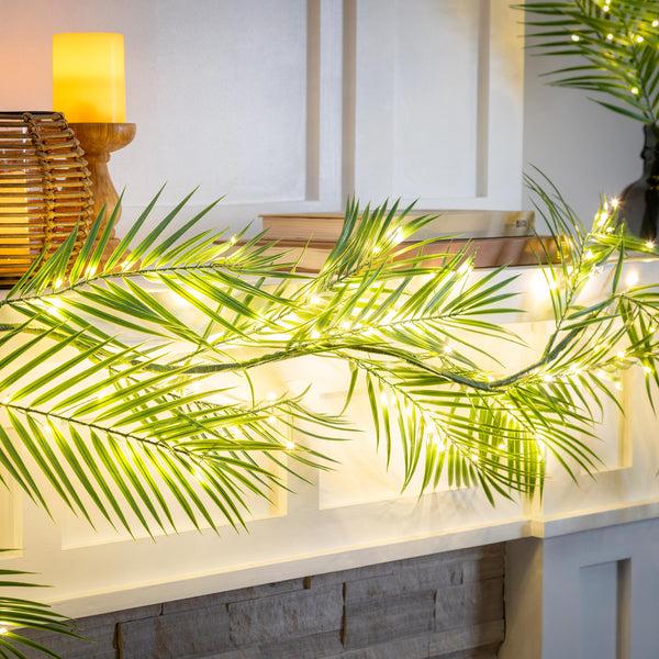plow & hearth Indoor/Outdoor Micro LED Lighted Palm Garland