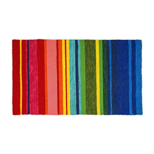plow & hearth Indoor/Outdoor Palermo Stripe Hooked Polypropylene Accent Rug 24"x42"