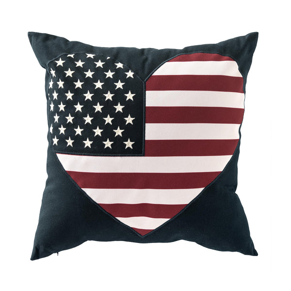plow & hearth Indoor/Outdoor Patriotic Throw Pillows - Heart 18"x18"