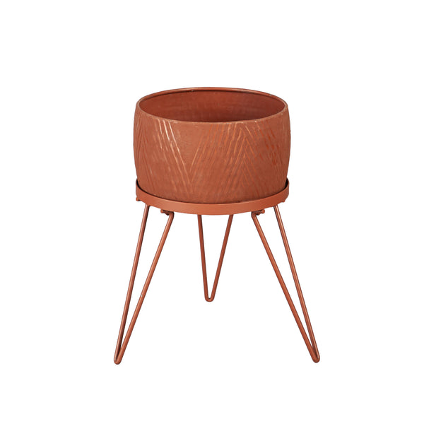 Plow & Hearth Indoor/Outdoor Planters With Legs With Terra Cotta Finish Set Of 2