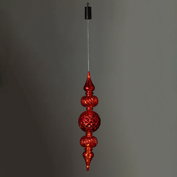Plow & Hearth Indoor/Outdoor Shatterproof Holiday Lighted Large Finial Hanging Ornament