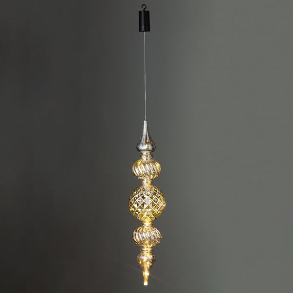 Plow & Hearth Indoor/Outdoor Shatterproof Holiday Lighted Large Finial Hanging Ornament