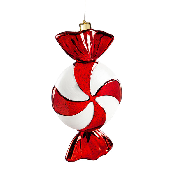 Plow & Hearth Indoor/Outdoor Shatterproof Lighted Large Candy Swirl Ornament