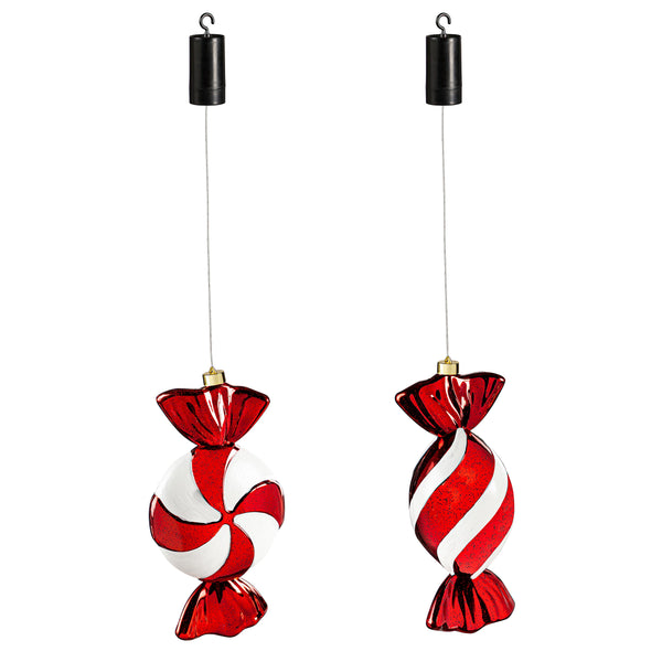 Plow & Hearth Indoor/Outdoor Shatterproof Lighted Large Candy Swirl Ornament