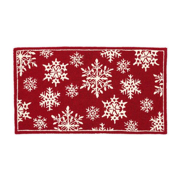 Plow & Hearth Indoor/Outdoor Snowflakes Holiday Hooked Accent Rug